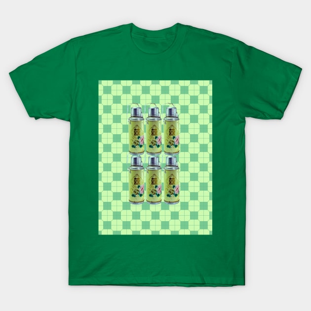 Vintage Thermos Green with Pastel Green Tile Floor Pattern - Retro Hong Kong T-Shirt by CRAFTY BITCH